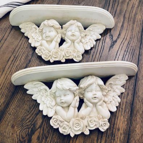 Vintage unique 2/antique white vintagehard plastic resin wall shelf